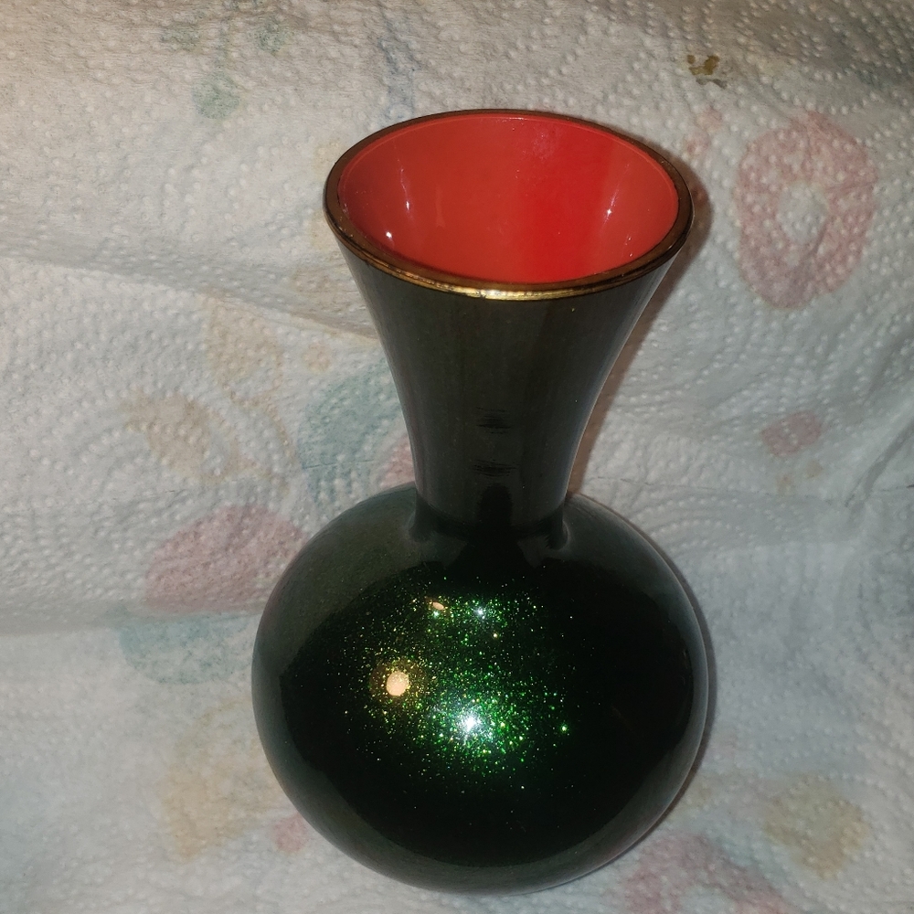 Vintage Sparkly Cased Glass Vase